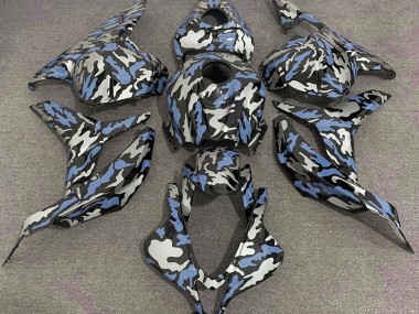 2009-2012 Azul & Plateado Camuflaje Honda CBR600RR Carenado Moto