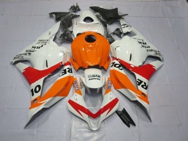 2009-2012 Naranja Claro & Blanco Repsol Honda CBR600RR Carenado Moto