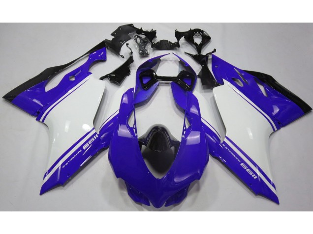 2011-2014 Azul Brillante Blanco & Negro Ducati 1199 Carenado Moto 2011-2014 Azul Brillante Blanco & Negro Ducati 1199 Carenado Moto