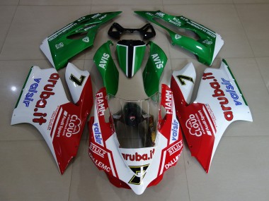 2011-2014 Blanco Brillante / Rojo / Verde Ducati 1199 Carenado Moto
