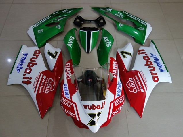 2011-2014 Blanco Brillante / Rojo / Verde Ducati 1199 Carenado Moto 2011-2014 Blanco Brillante / Rojo / Verde Ducati 1199 Carenado Moto