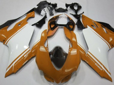 2011-2014 Naranja Brillante Blanco & Negro Ducati 1199 Carenado Moto