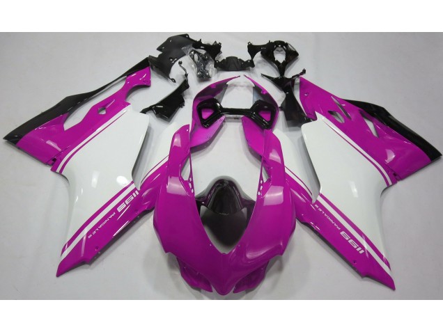 2011-2014 Rosa Brillo Blanco & Negro Ducati 1199 Carenado Moto 2011-2014 Rosa Brillo Blanco & Negro Ducati 1199 Carenado Moto
