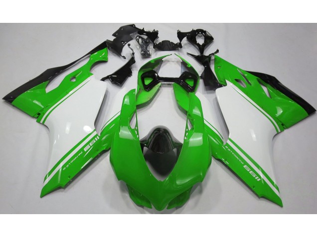 2011-2014 Verde Brillo Blanco & Negro Ducati 1199 Carenado Moto 2011-2014 Verde Brillo Blanco & Negro Ducati 1199 Carenado Moto