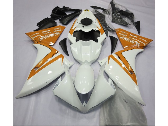 2012-2014 Blanco Brillante & Naranja Yamaha R1 Carenado Moto