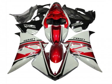 2012-2014 Blanco Brillante & Rojo Yamaha R1 Carenado Moto