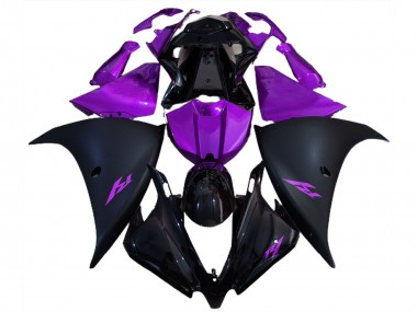 2012-2014 Negro Mate & Morado Yamaha R1 Carenado Moto