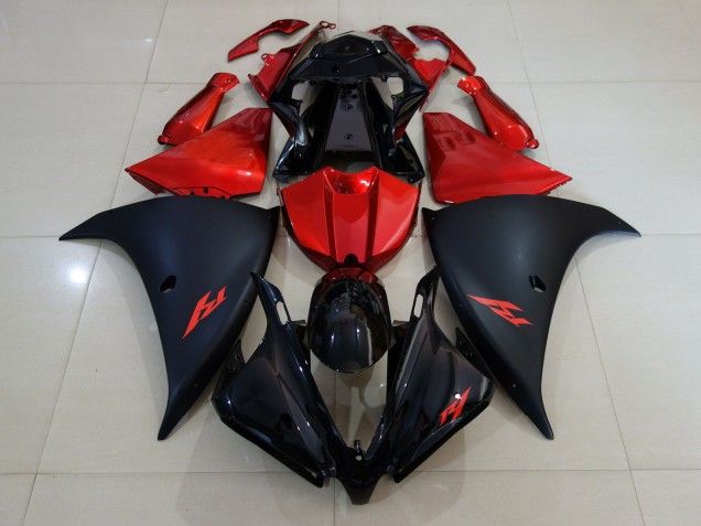 2012-2014 Negro Mate & Rojo Fuego Yamaha R1 Carenado Moto 2012-2014 Negro Mate & Rojo Fuego Yamaha R1 Carenado Moto