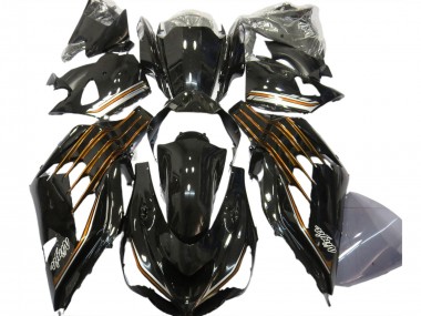 2012-2021 Negro Brillante & Naranja Kawasaki ZX14R Carenado Moto