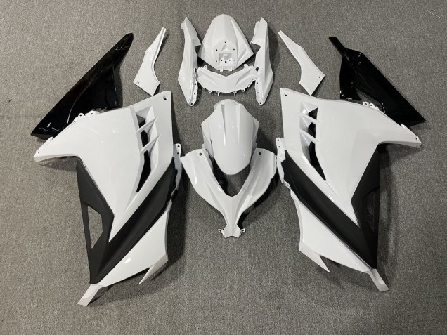 2013-2018 Brillo Nítido Blanco & Negro Kawasaki Ninja 300 Carenado Moto