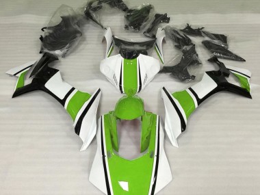2015-2019 Blanco Brillante Verde & Negro Yamaha R1 Carenado Moto