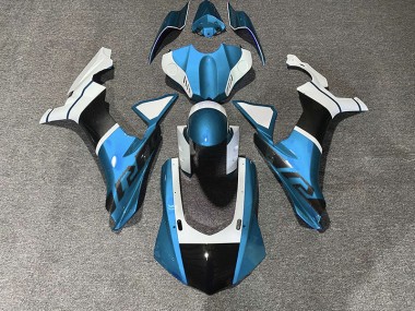 2015-2019 Detalles En Azul Claro & Fibra De Carbono Yamaha R1 Carenado Moto