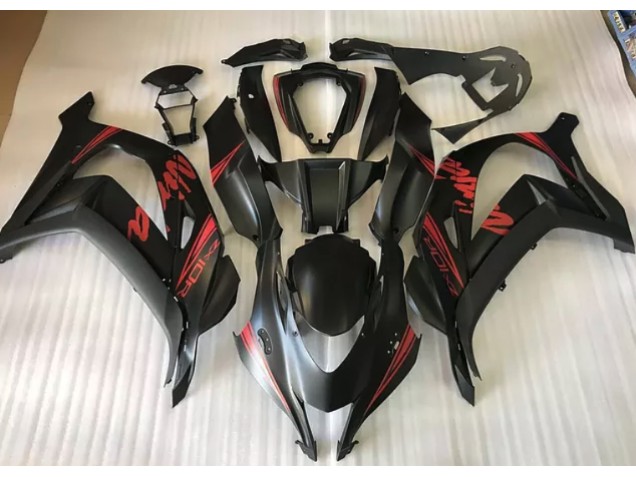 2016-2019 Negro Satinado & Rojo Kawasaki ZX10R Carenado Moto 2016-2019 Negro Satinado & Rojo Kawasaki ZX10R Carenado Moto