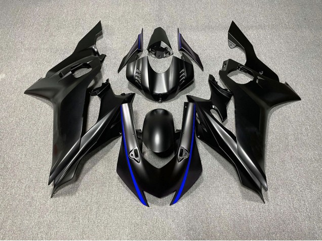 2017-2021 Acentos En Negro Mate & Azul Yamaha R6 Carenado Moto