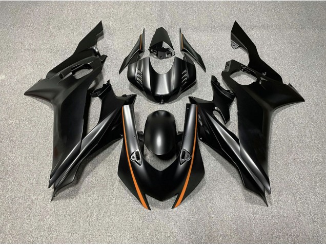 2017-2021 Acentos En Negro Mate & Naranja Yamaha R6 Carenado Moto