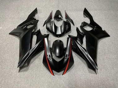 2017-2021 Acentos En Negro Mate & Rojo Yamaha R6 Carenado Moto