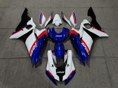 2017-2021 Azul Blanco & Rojo Yamaha R6 Carenado Moto