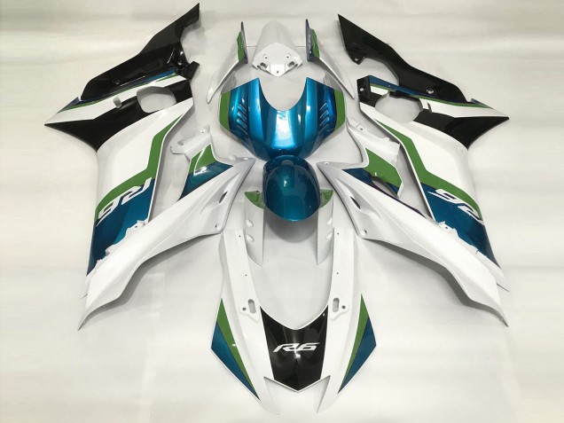 2017-2021 Azul Claro & Blanco Brillante Yamaha R6 Carenado Moto 2017-2021 Azul Claro & Blanco Brillante Yamaha R6 Carenado Moto