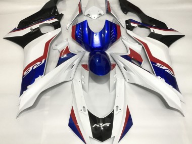 2017-2021 Blanco Brillante & Azul Intenso Yamaha R6 Carenado Moto