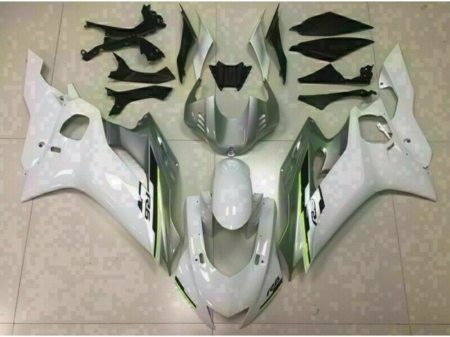 2017-2021 Blanco Brillo & Plata Yamaha R6 Carenado Moto 2017-2021 Blanco Brillo & Plata Yamaha R6 Carenado Moto