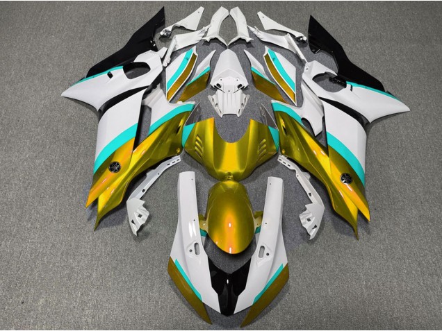 2017-2021 Brillo Dorado & Azul Claro Yamaha R6 Carenado Moto 2017-2021 Brillo Dorado & Azul Claro Yamaha R6 Carenado Moto