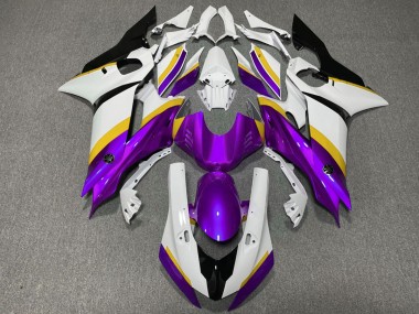 2017-2021 Brillo Morado & Amarillo Yamaha R6 Carenado Moto