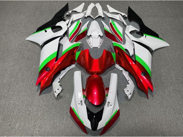 2017-2021 Brillo Rojo & Verde Yamaha R6 Carenado Moto