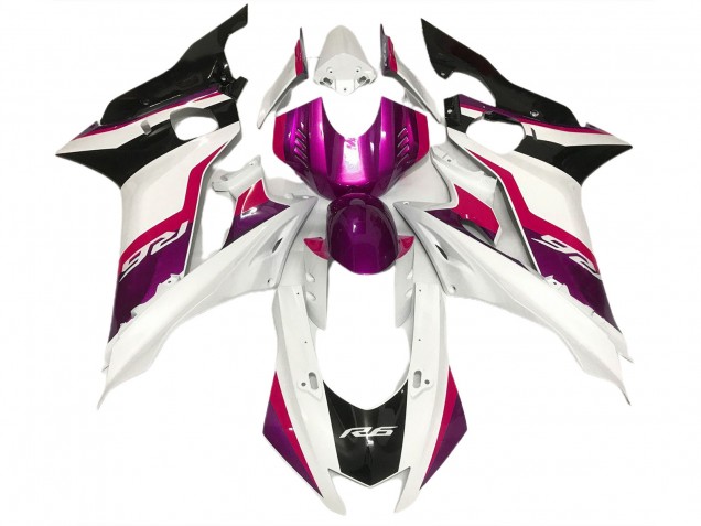 2017-2021 Rosa & Blanco Brillante Yamaha R6 Carenado Moto 2017-2021 Rosa & Blanco Brillante Yamaha R6 Carenado Moto