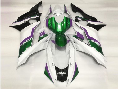 2017-2021 Verde & Blanco Brillo Yamaha R6 Carenado Moto